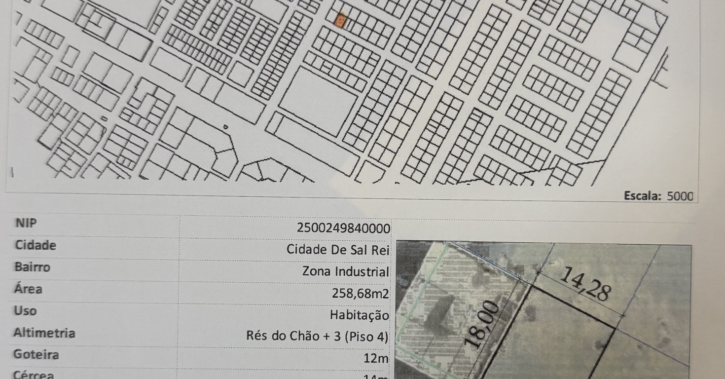 Piantina del lotto edificabile a Sal Rei, Boa Vista, vicino al centro e ai servizi.